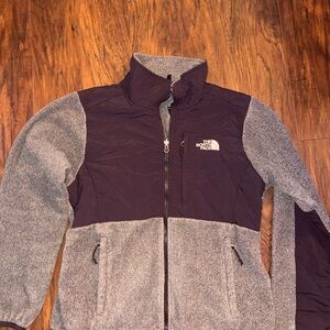 The North Face Heathered Gray and Deep Purple Fleece